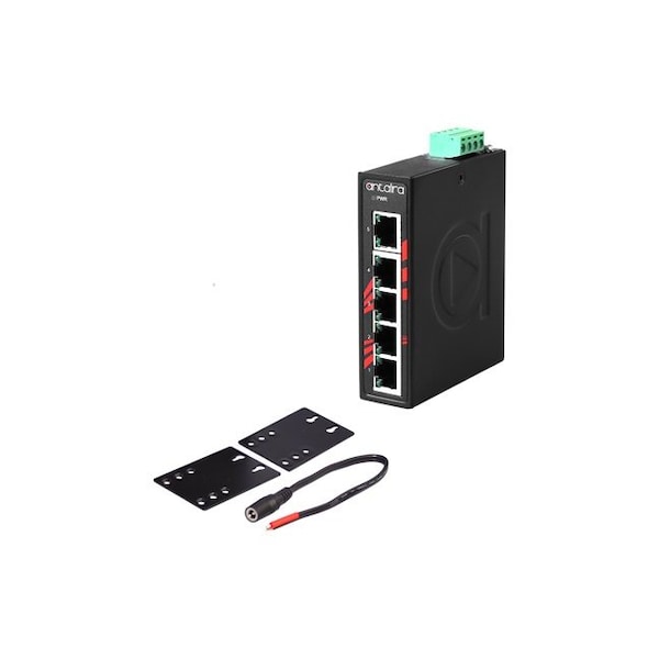 Compact 5-Port Industrial Unmangaed Ethernet Switch, w/5-10/100TX